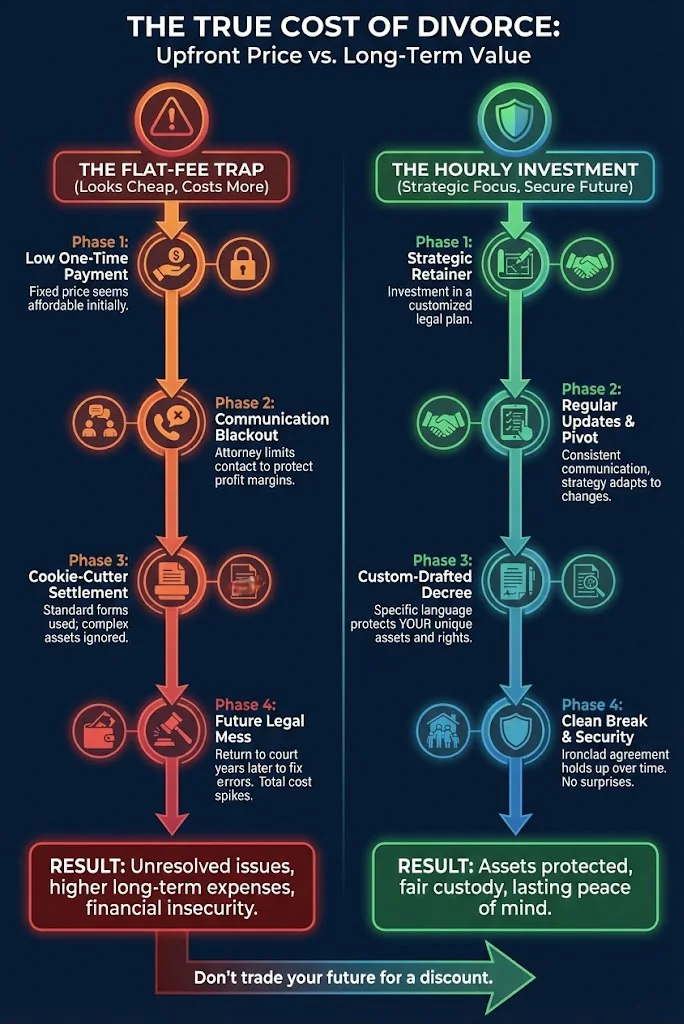Infographic about Hourly vs. Flat Fee Benefits